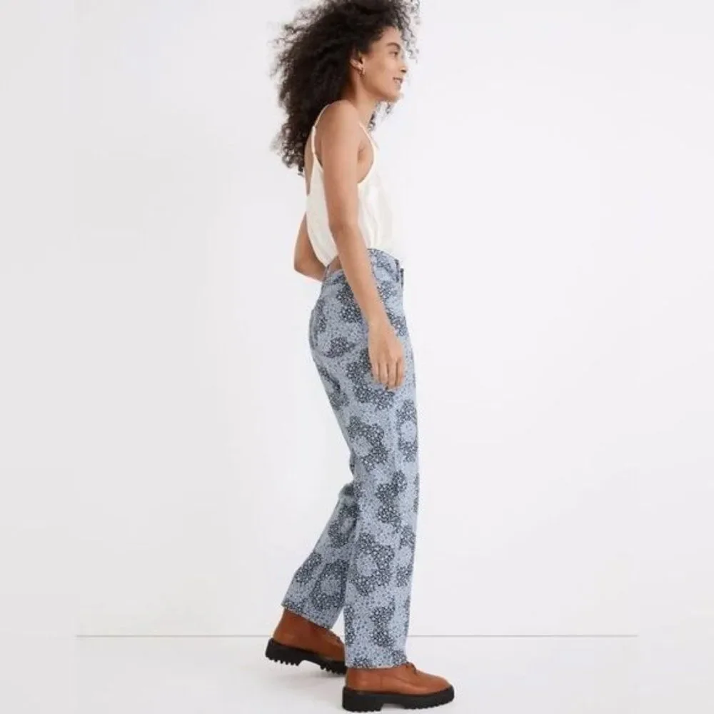 New MADEWELL Baggy Straight Jeans in Quilted Floral in Classic Indigo Size 30